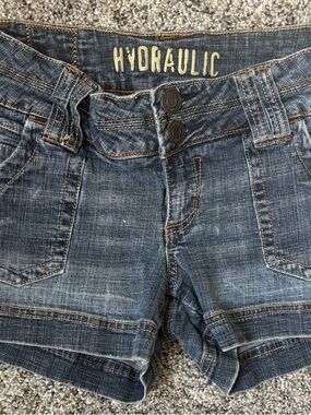 Hydraulic Blue Jean Shorts with Contrast Stitching